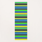 ブルー、ライム、イエローヨガストライプのマット ヨガマット (正面)