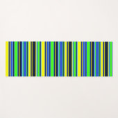 ブルー、ライム、イエローヨガストライプのマット ヨガマット (正面(横))