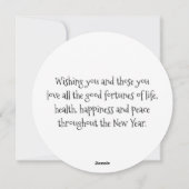 ブルー ラウンド フォト ホリデー フラット カード (裏面)