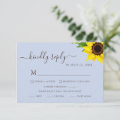 ブルー ラスティック ひまわり RSVP 飲食レスポンス カード (スタンド正面)