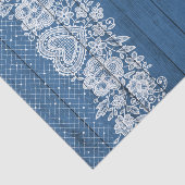 ブルー ラスティック ウッド & ホワイト レース ラシー ファームハウス チック 薄葉紙 (詳細)