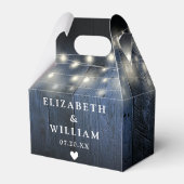 ブルー ラスティック ストリング ライト バーン ウッド ウェディング フェイバーボックス (裏面サイド)