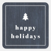 ブルー ラスティック ツリー ウッドグレイン クリスマス ステッカー (正面)