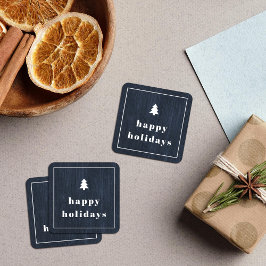 ブルー ラスティック ツリー ウッドグレイン クリスマス ステッカー