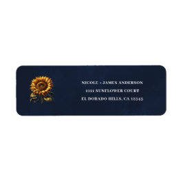 ブルー ラスティック ヒマワリの ブライダルシャワー ラベル