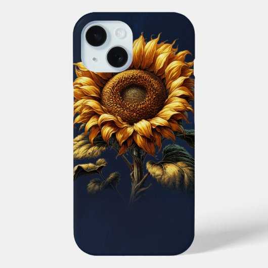 ブルー ラスティック ヒマワリ Case-Mate iPhoneケース (裏面)