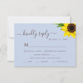 ブルー ラスティック ヒマワリ RSVP 飲食レスポンスカード