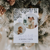 ブルー ラスティック 水彩グリーン ファミリー フォト シーズンカード