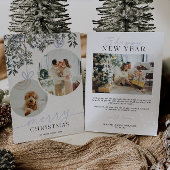 ブルー ラスティック 水彩グリーン ファミリー フォト シーズンカード