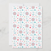 ブルー&ラズベリーレッド航海のベビーシャワー 招待状 (裏面)