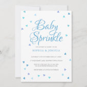 ブルー ラブ ハーツ カップル ベイビー ボーイ スプリンкл シャワー 招待状 (正面)