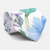 ブルー&ラベンダーウォーターカラーフローラネクタイ ネクタイ (ロール)
