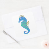 ブルー&ラベンダーステンドグラスシーホース スクエアシール (封筒)