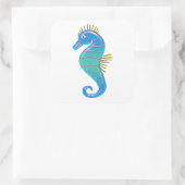 ブルー&ラベンダーステンドグラスシーホース スクエアシール (バッグ)