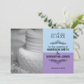 ブルー&ラベンダーセーブ・ザ・デート案内 招待状 (スタンド正面)