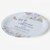 ブルー&ラベンダーフローラ卒業パーティー ペーパープレート (アングル)