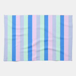 ブルー、ラベンダー、ピンク&パステルミントグリーンストライプズ キッチンタオル
