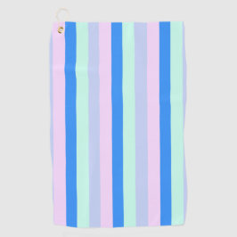 ブルー、ラベンダー、ピンク&パステルミントグリーンストライプズ ゴルフタオル
