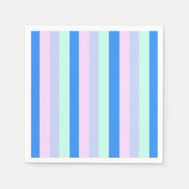 ブルー、ラベンダー、ピンク&パステルミントグリーンストライプズ スタンダードカクテルナプキン