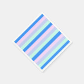 ブルー、ラベンダー、ピンク&パステルミントグリーンストライプズ スタンダードカクテルナプキン (角)