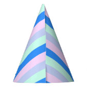 ブルー、ラベンダー、ピンク&パステルミントグリーンストライプズ パーティーハット (裏面)