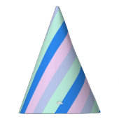 ブルー、ラベンダー、ピンク&パステルミントグリーンストライプズ パーティーハット (右)