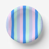 ブルー、ラベンダー、ピンク&パステルミントグリーンストライプズ ペーパーボウル (正面)