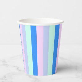 ブルー、ラベンダー、ピンク&パステルミントグリーンストライプズ 紙コップ