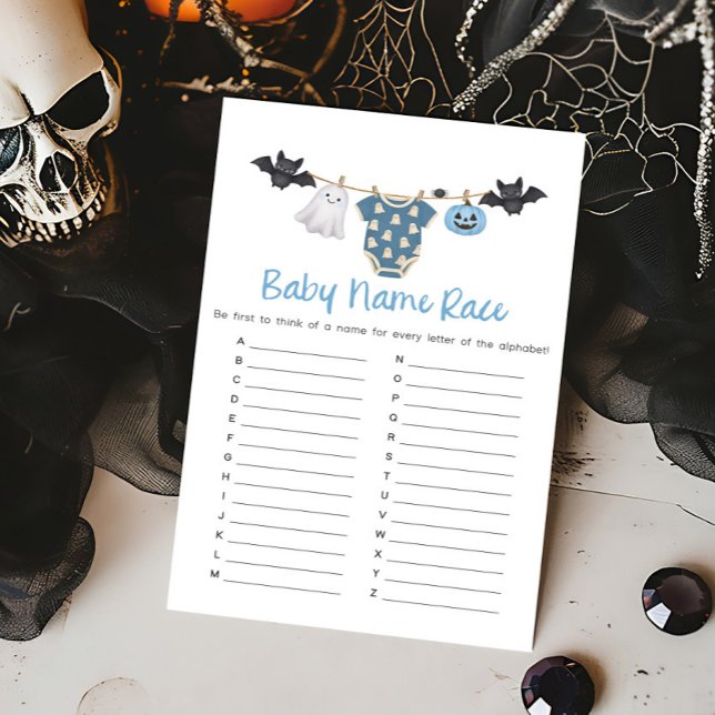 ブルー リトル ブー 物干しロープ ママのお腹はどのくらい大きいの (Boy Little Boo Clothesline Baby Shower Baby Name Race Game)