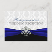ブルー リボン ウィンター ウェディング レセプション 封筒 エンクロージャーカード (正面)