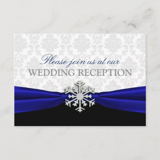 ブルー リボン ウィンター ウェディング レセプション 封筒 エンクロージャーカード (正面)