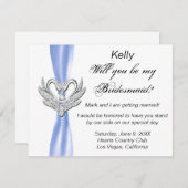 ブルー リボン シルバー スワン ブライズメイド カード (正面/裏面)