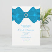 ブルー リボン & ダイヤモンド ウェディング シャワー 招待状 (スタンド正面)