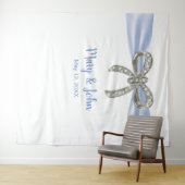 ブルー リボン ダイヤモンド ボウ ウェディング バックドロップ タペストリー (インサイチュ(横))