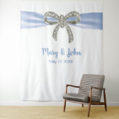 ブルー リボン ダイヤモンド ボウ ウェディング バックドロップ タペストリー (インサイチュ)