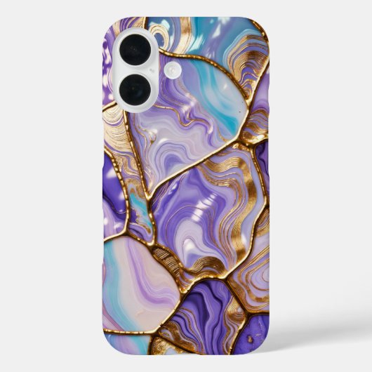 ブルー リラックス マーブル 携帯ケース ゴールド ラグジュアリー Case-Mate iPhoneケース (裏面)