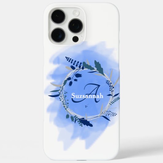 ブルー・リースのイニシャル・モノグラム Case-Mate iPhoneケース (裏面)