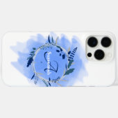 ブルー・リースのイニシャル・モノグラム Case-Mate iPhoneケース (裏面 (横))