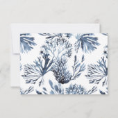 ブルー リーフ | 海事 ウェディング レセプション 招待状 (裏面)