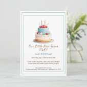 ブルー&レッドお誕生日ケーキ- 2nd Birthday招待状 招待状 (スタンド正面)