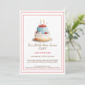 ブルー&レッドお誕生日ケーキ- 2nd Birthday招待状 招待状 (スタンド正面)