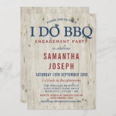 ブルー&レッドウッド素朴婚約パーティ 招待状 (正面/裏面)