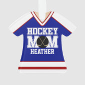 ブルー/レッドカスタムホッケーマージャージー オーナメント (裏面)