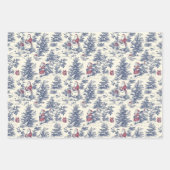 ブルー&レッドクリスマスサンタトワール ラッピングペーパーシート (正面2)