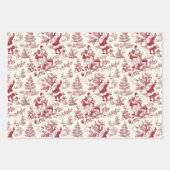 ブルー&レッドクリスマスサンタトワール ラッピングペーパーシート (正面)