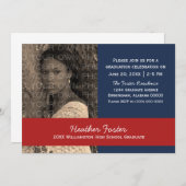 ブルー/レッドスクールカラーブロックグラード招待状 招待状 (正面/裏面)