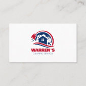 ブルー&レッドハウスクリーニングサービスハウスキーピング 名刺 (裏面)