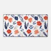 ブルー&レッド春の花水彩植物学 デスクマット (正面)