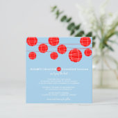 ブルー&レッド紙ランタン結婚式招待状 招待状 (スタンド正面)