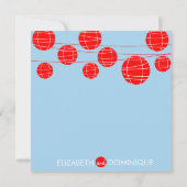 ブルー&レッド紙ランタン結婚式招待状 招待状 (裏面)